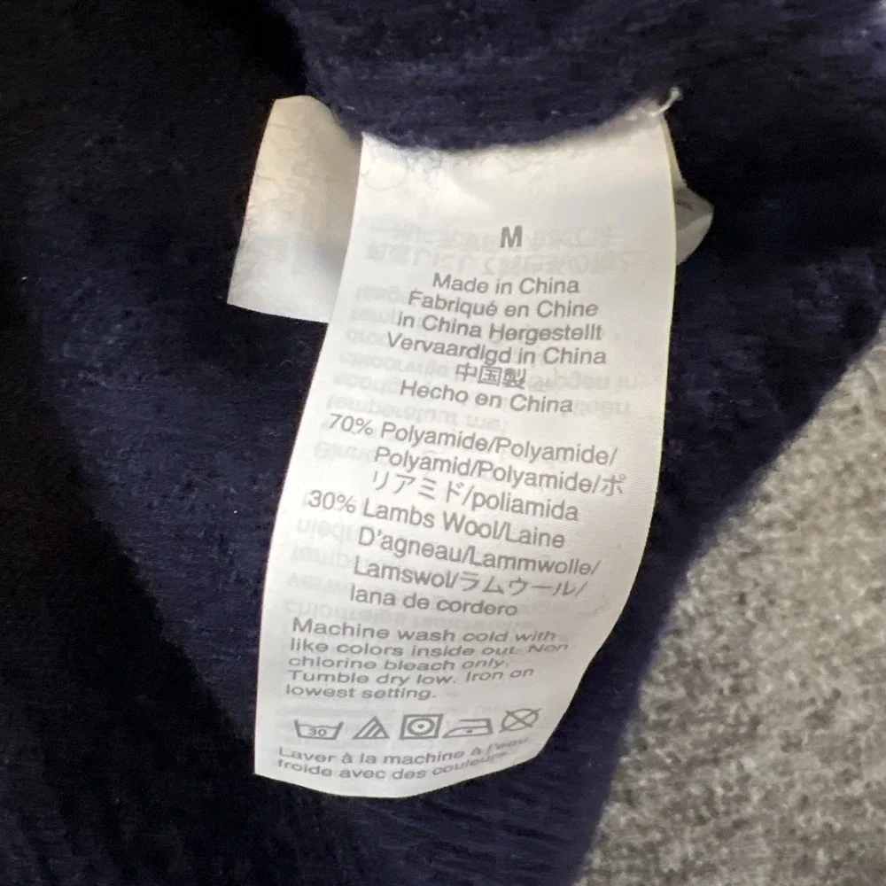 J Crew‎ Lambs Wool Shawl Collar Button Pullover Sweater Blue Men's MED Preppy